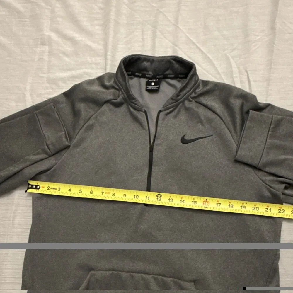 Nike Dri-Fit Pullover Sweater Quarter Zip Up Men’s L Charcoal Gray Made In Egypt